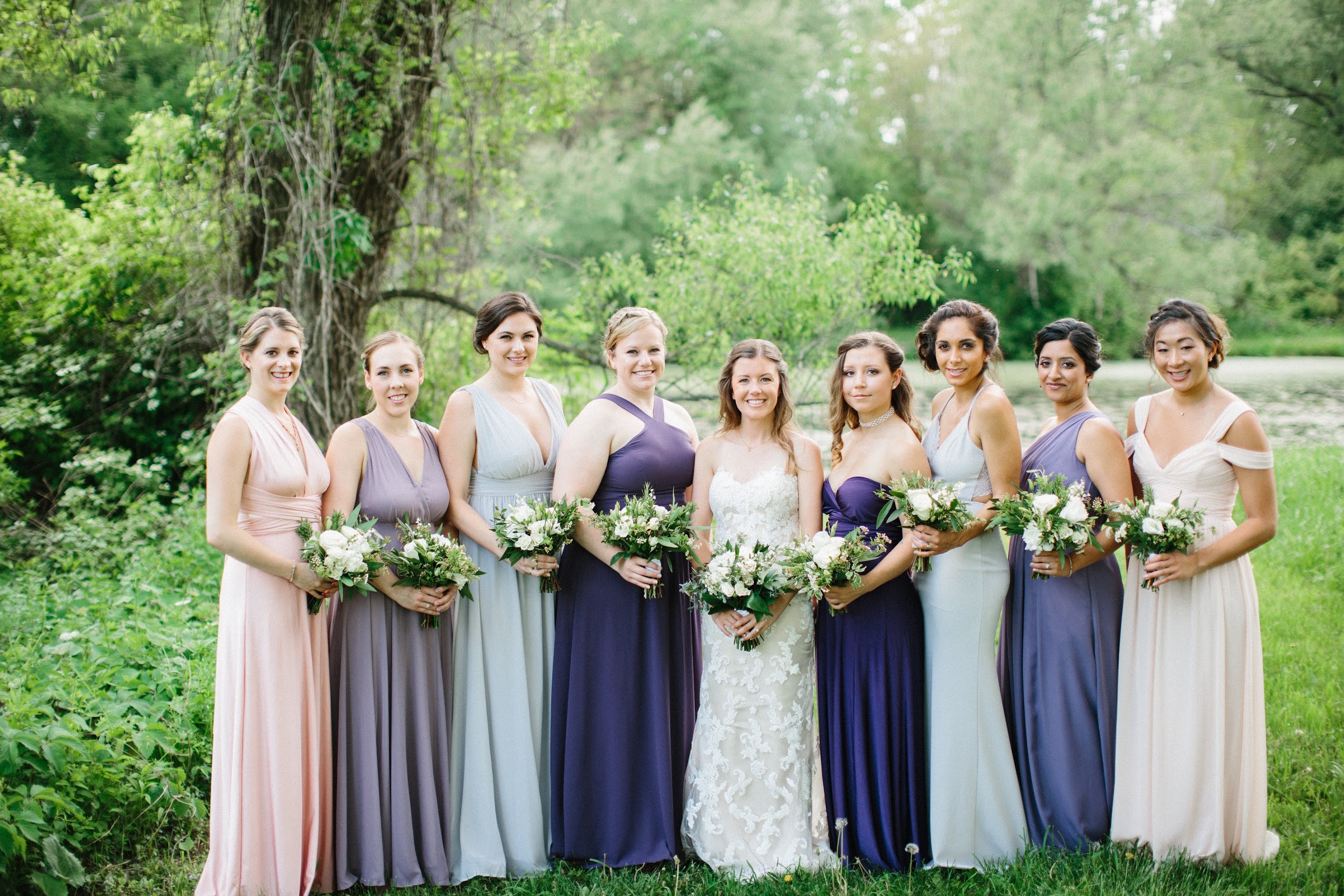 A bridal party with beautiful natural and photogenic makeup