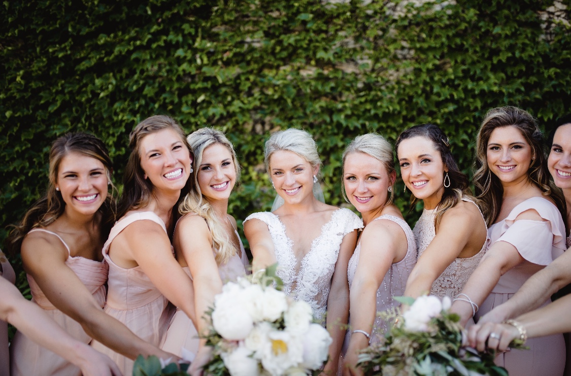 A bridal party with beautiful airbrushed makeup