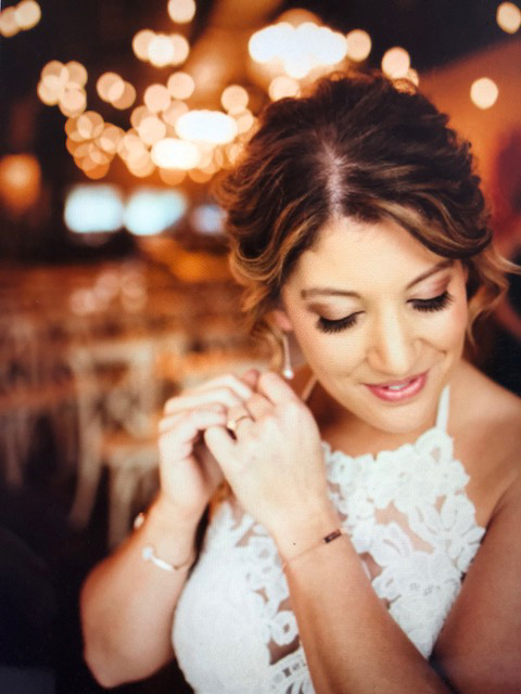 Stunning glam makeup on close-up of bride